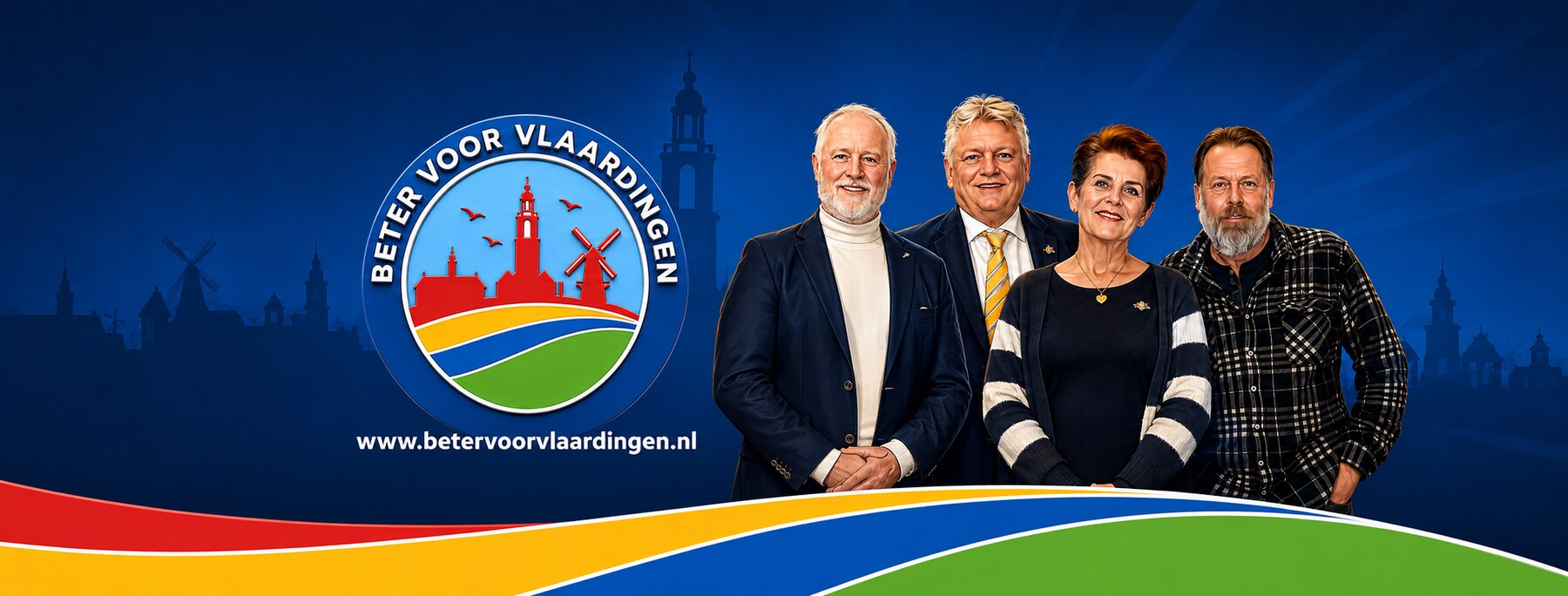 Het team van Beter voor Vlaardingen met het partijlogo
